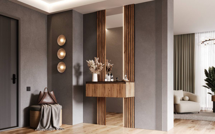 Тумба с зеркалом Норд, Дуб крафт