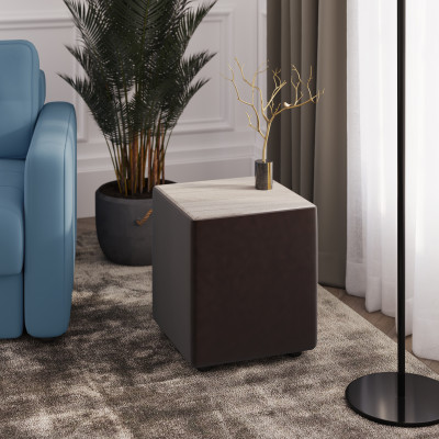 Пуфик "Стивен", Коричневый/МДФ сандал белый