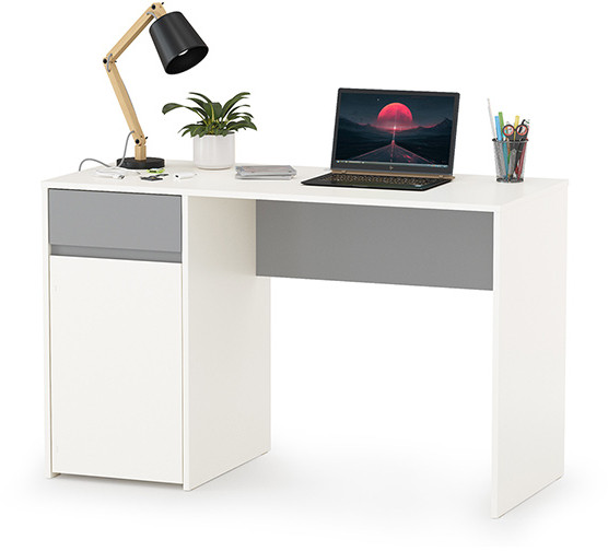 Торонто 12.149 Стол, цвет белый шагрень/стальной серый, ШхГхВ 120х53,1х75,3 см., универсальная сборка