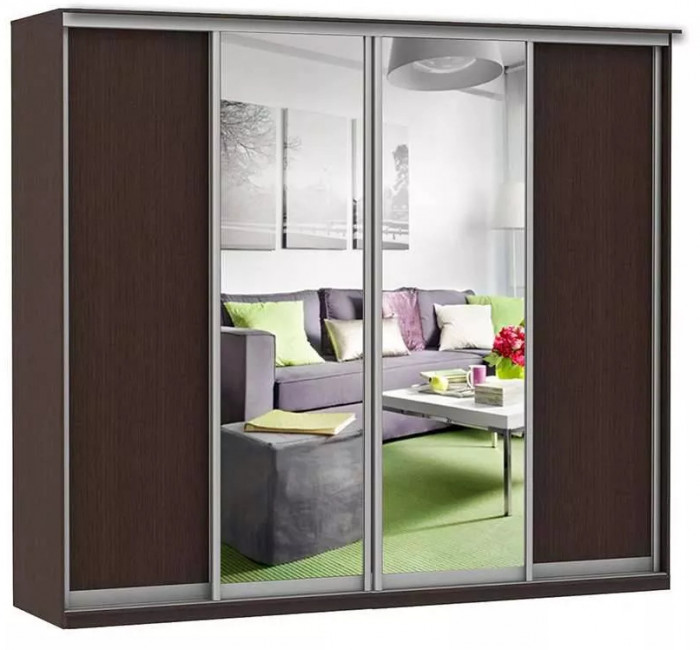 Шкаф купе Модерн 2362х600 4-х дверный 3-х секционный зеркало венге