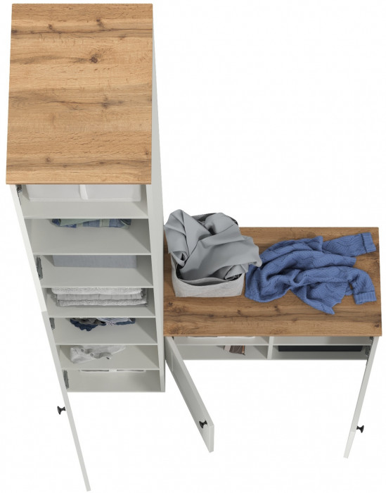 Остин Прихожая 11, белый шагрень/дуб крафт золотой