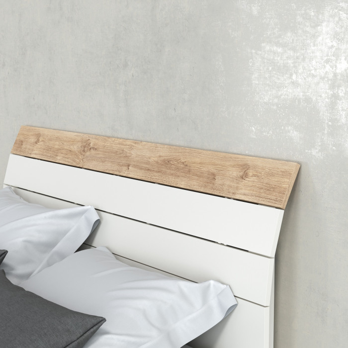 Муссон 11.41 Кровать БЕЗ ортопеда, цвет белый/дуб эндгрейн элегантный, ШхГхВ 165,6х221,7х103 см., сп. м. 1600х2000 мм., б/м, б/о