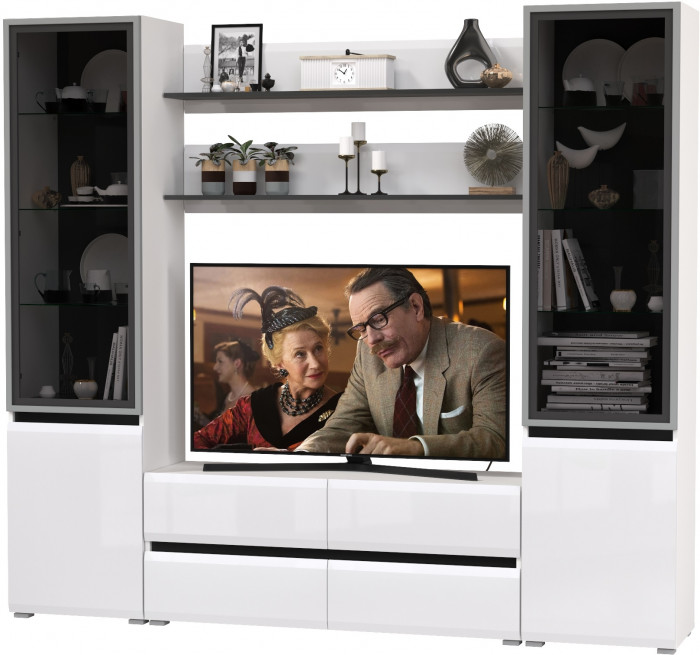 Сидней Комплектация № 068, корпус: белый/чёрный/фасады: МДФ белый глянец