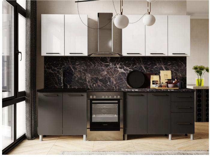 Кухонный гарнитур Тоскана 2,0м Белый/Графит