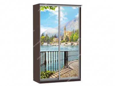 Шкаф купе Модерн 1190х600 2-х дверный 2-х секционный фотопечать №4 венге