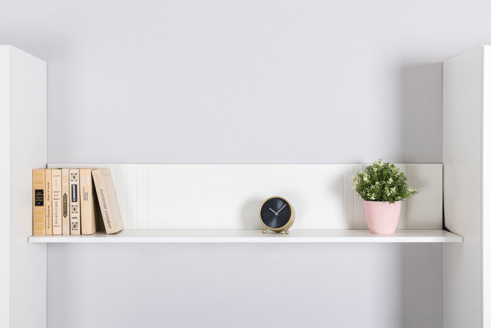 Валенсия Гостиная № 065, цвет ЛДСП белый шагрень/МДФ белый шагрень, ШхГхВ 301,3х38,3х225,2 см., ниша для ТВ 133х38х117 см.