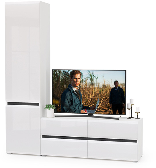 Сидней Комплектация № 005, корпус: белый/чёрный/фасады: МДФ белый глянец