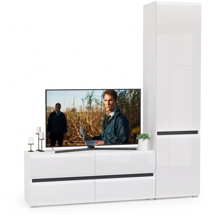 Сидней Комплектация № 005, корпус: белый/чёрный/фасады: МДФ белый глянец