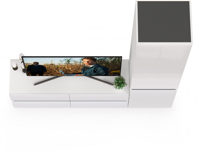 Сидней Комплектация № 005, корпус: белый/чёрный/фасады: МДФ белый глянец