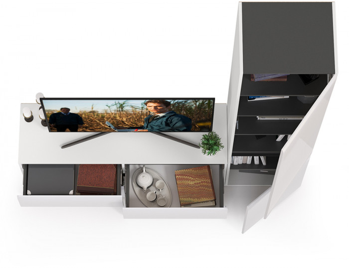 Сидней Комплектация № 005, корпус: белый/чёрный/фасады: МДФ белый глянец