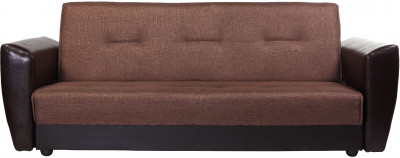Диван-кровать Амстердам, 120х190, книжка, рогожка/экокожа, коричневый