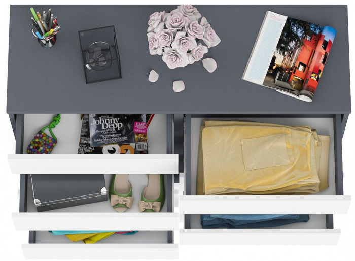 Мори Комод МК1200.8, цвет графит/белый, ШхГхВ 120,4х41х94 см.