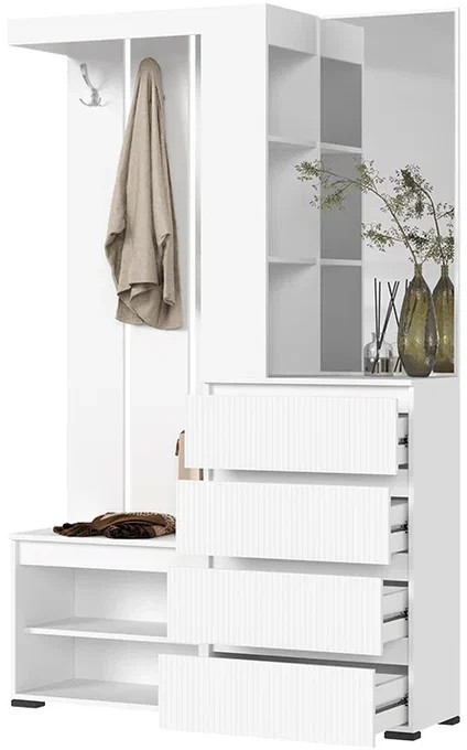 Хелен ПР-01 (Хельга) прихожая белый супермат, белый/белый