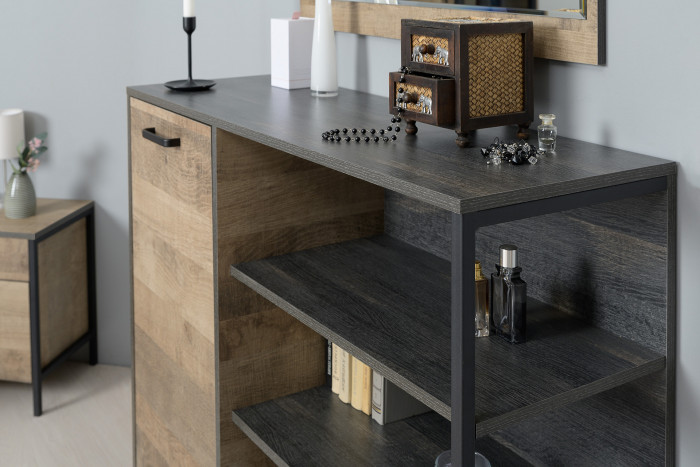 Трувор 13.307.01 Комод + 13.307.02 Комод с ящиками, цвет дуб гранж песочный/интра, ШхГхВ 175х37х106,9 см., универсальная сборка