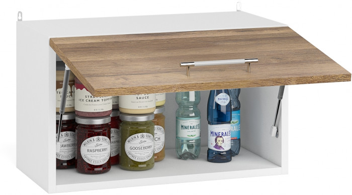 Кухня Мебель--24 ШВГ600 Шкаф горизонтальный 60 см., цвет корпус белый/фасад МДФ дуб вотан, ШхГхВ 60х32х36 см.