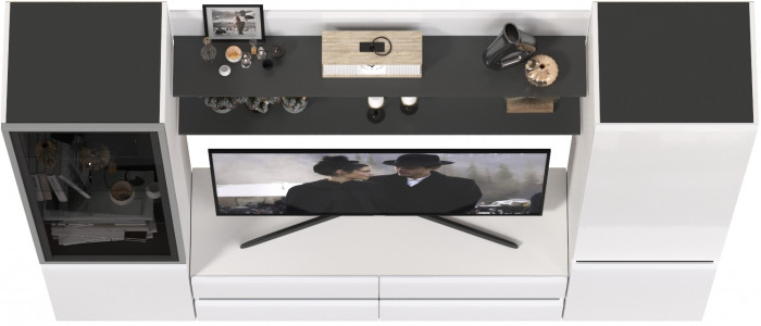 Сидней Комплектация № 069, корпус: белый/чёрный/фасады: МДФ белый глянец