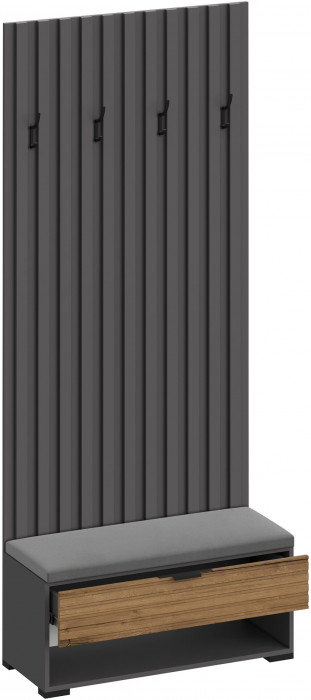 Ома Вешалка-Прихожая с тумбой В-3607, Графит/Дуб Тортуга