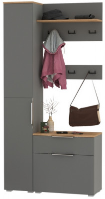 Октава Прихожая 16, серый графит/дуб крафт золотой/фасады МДФ серый графит