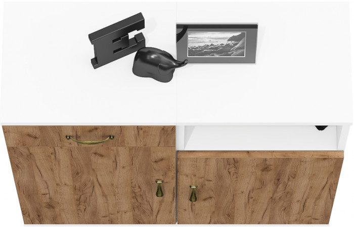 Лидер-8 Тумба МД 3.15 + Тумба МД 3.19, цвет белый шагрень/крафт золото, ШхГхВ 80х30х75 см., универсальная сборка