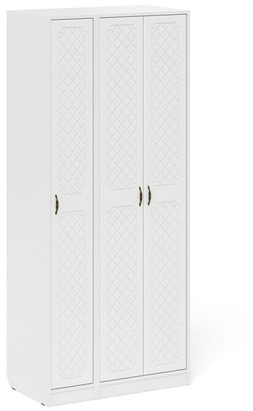 Прихожая П-6-500 Шкаф + Пенал, белая шагрень/фасады МДФ белое дерево фрезеровка ромб