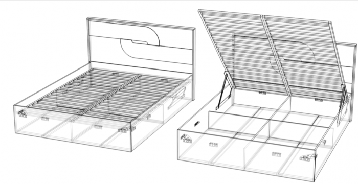 Кровать 180х200 "Монтиз" с подъемным основанием - Персидский жемчуг/Шаде песочный