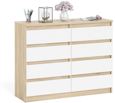 Мори Комод МК1200.8, цвет дуб сонома/белый, ШхГхВ 120,4х41х94 см.