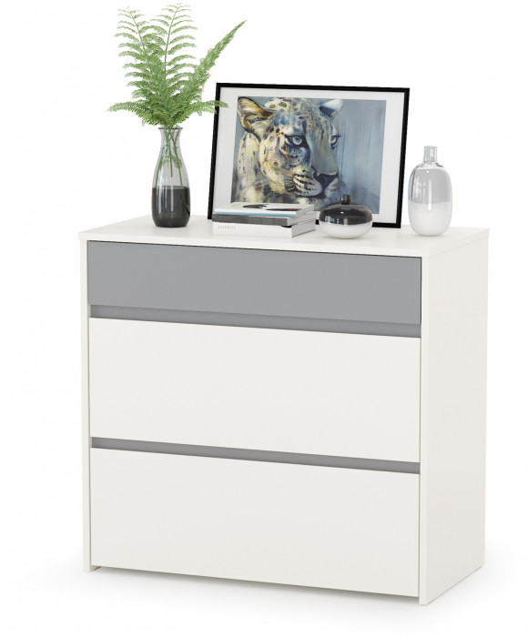 Торонто 13.333 Шкаф для одежды + 13.321 Комод, цвет белый шагрень/стальной серый, ШхГхВ 160х53х195,7 см., универсальная сборка