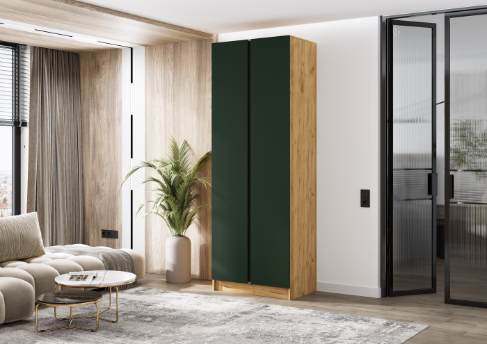 Келвин Шкаф 2-х створчатый 800, Дуб крафт/Изумрудный