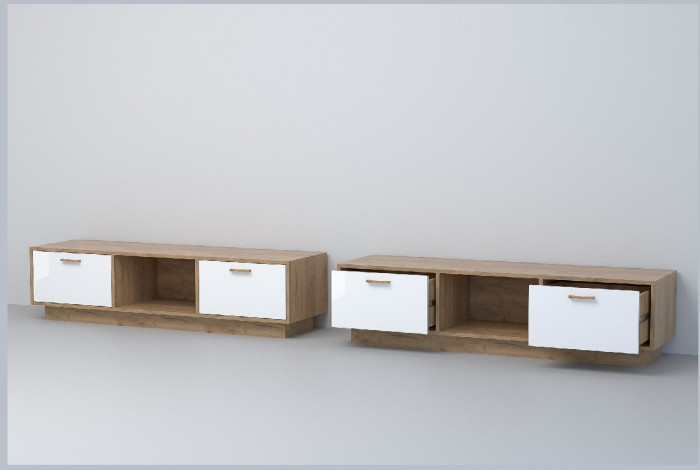 Эго Тумба Т-3 ПД (Глянец Белый/Дуб Крафт Золотой)