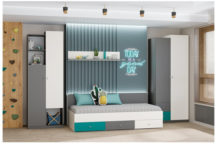 Модульная детская Клео набор 1 (Графит/Миндаль/Солнечный)