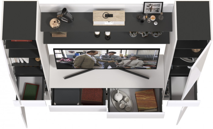 Сидней Комплектация № 070, корпус: белый/чёрный/фасады: МДФ белый глянец