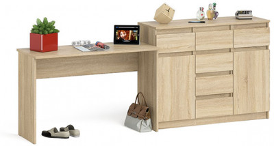 Мори письменный стол МСП1200.1 + Комод МК1200.4, дуб сонома