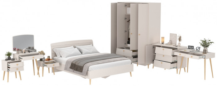 Афина Спальня 35-1600, цвет кашемир серый, сп.м. 1600х2000 мм., б/м, основание есть - фанера