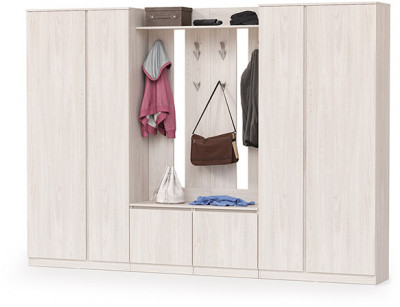 КР100 Ника прихожая № 15, цвет ясень анкор светлый, ШхГхВ 291,2х38,3х207,9 см., универсальная сборка