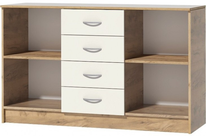 Кэт-7 Комод 2 створки 4 ящика (Крафт золотой / Графит)