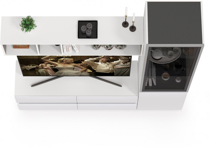 Сидней Комплектация № 008, корпус: белый/чёрный/фасады: МДФ белый глянец