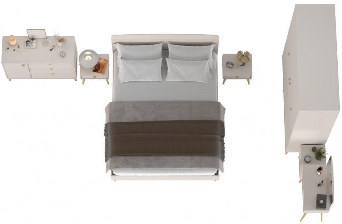 Афина Спальня 02-1600, цвет кашемир серый, сп.м. 1600х2000 мм., б/м, основание есть - фанера