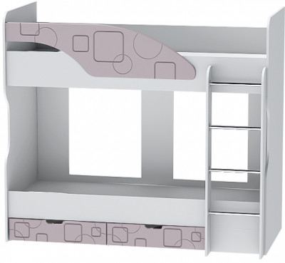 Двухъярусная кровать Бриз-5, Белый/Ирис (Квадрат)