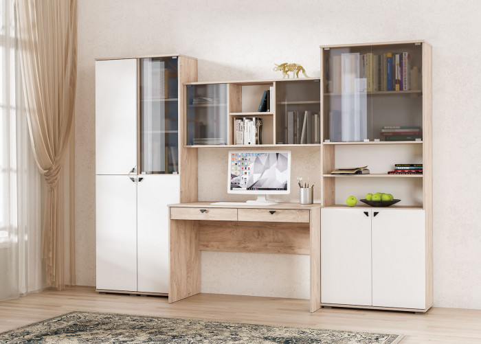 Бостон № 32, дуб эндгрейн элегантный/фасады МДФ милк рикамо софт