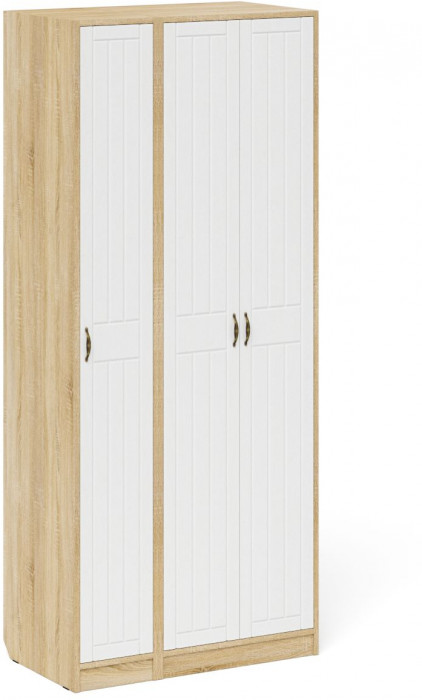 Прихожая П-6-500 Шкаф + Пенал, дуб сонома/фасады МДФ белое дерево фрезеровка прованс