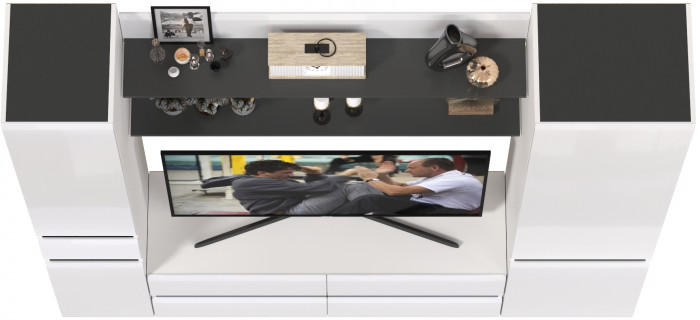 Сидней Комплектация № 071, корпус: белый/чёрный/фасады: МДФ белый глянец