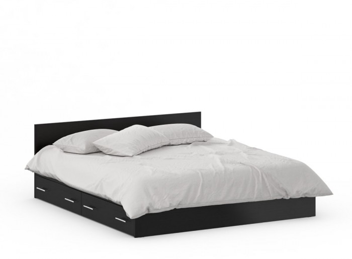 Спальня Стандарт 3-1800Я, венге/фасады ТВ тумбы МДФ чёрный глянец