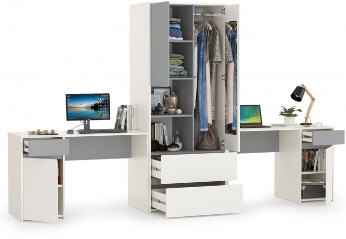 Торонто Компоновка № 17, белый шагрень/стальной серый