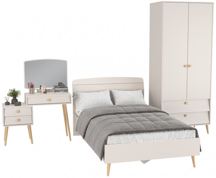 Афина Спальня 03-1200, цвет кашемир серый, сп.м. 1200х2000 мм., б/м, основание есть - фанера