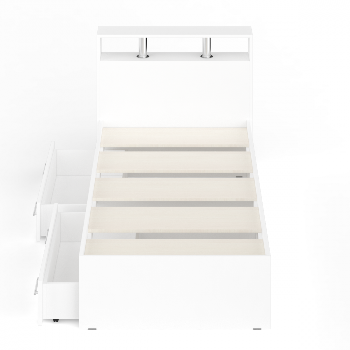 Камелия Кровать с ящиками 0900, цвет белый, ШхГхВ 93,5х217х78,2 см., сп.м. 900х2000 мм., без матраса, основание есть