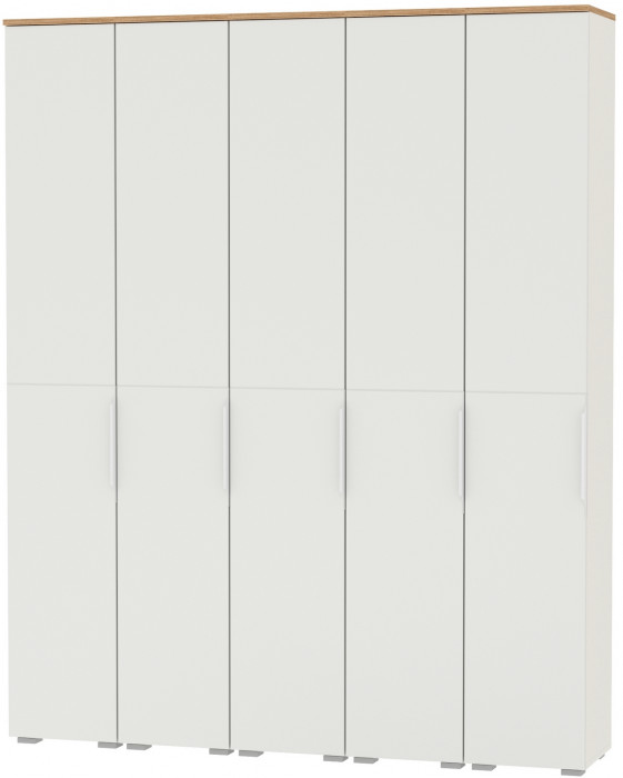 Октава Набор шкафов 46, цвет белый шагрень/дуб крафт золотой/фасады МДФ белый шагрень, ШхГхВ 161х35,3х197,6 см., универсальная сборка