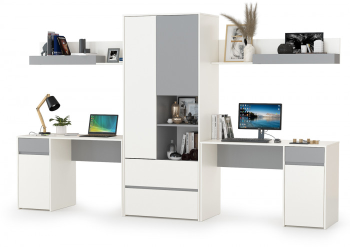 Торонто Компоновка № 18, белый шагрень/стальной серый