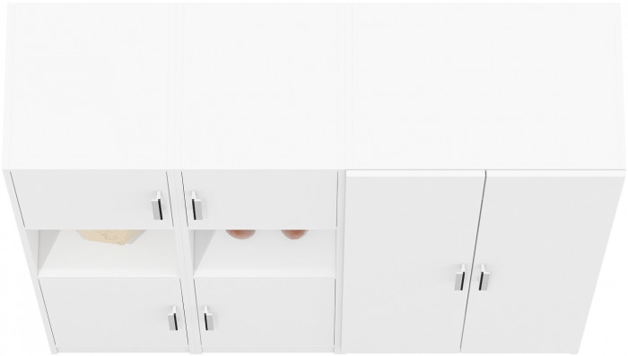 Шкаф С-МД-СК9Ш+Пенал С-МД-СК9П+Пенал С-МД-СК9П, белый шагрень