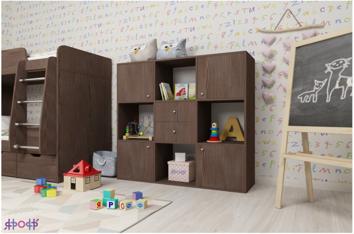 Стеллаж Джери (Венге/Голубой)