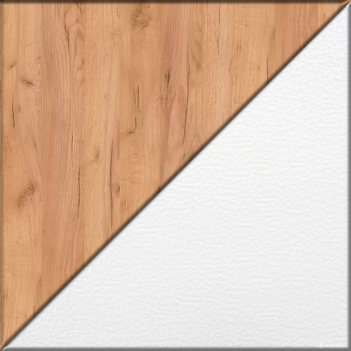 Лидер-8 Стол + Полка + Тумба МД 3.19, цвет белый шагрень/крафт золото, ШхГхВ 205х50/30х75 см. или 115х50/120х75 см., НЕ универсальная сборка